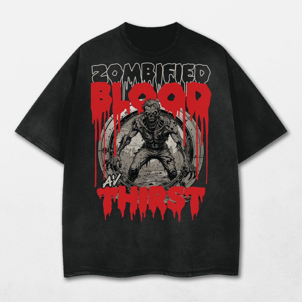 Blood Thirst Acid Washed Distressed T-Shirt