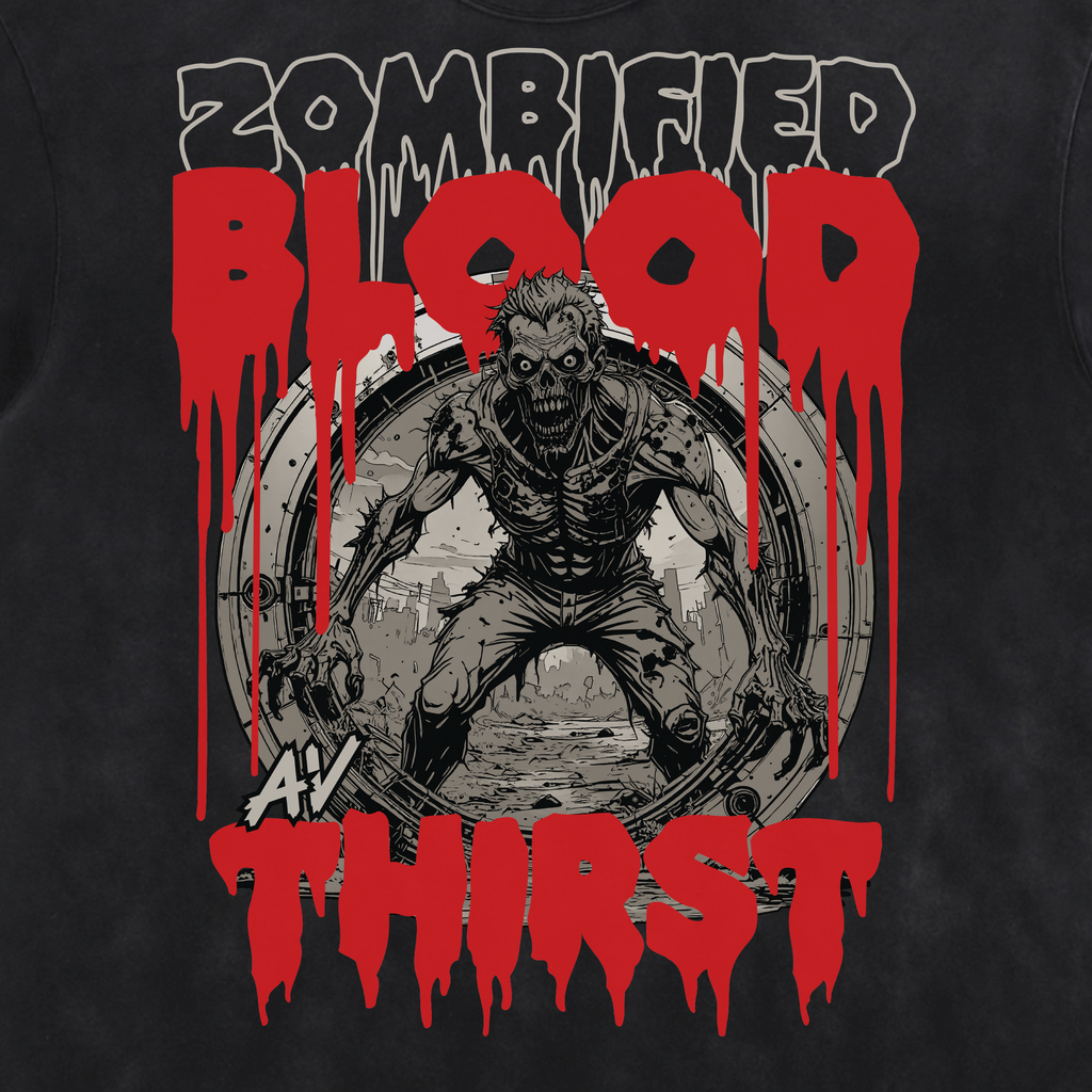 Blood Thirst Acid Washed Distressed T-Shirt