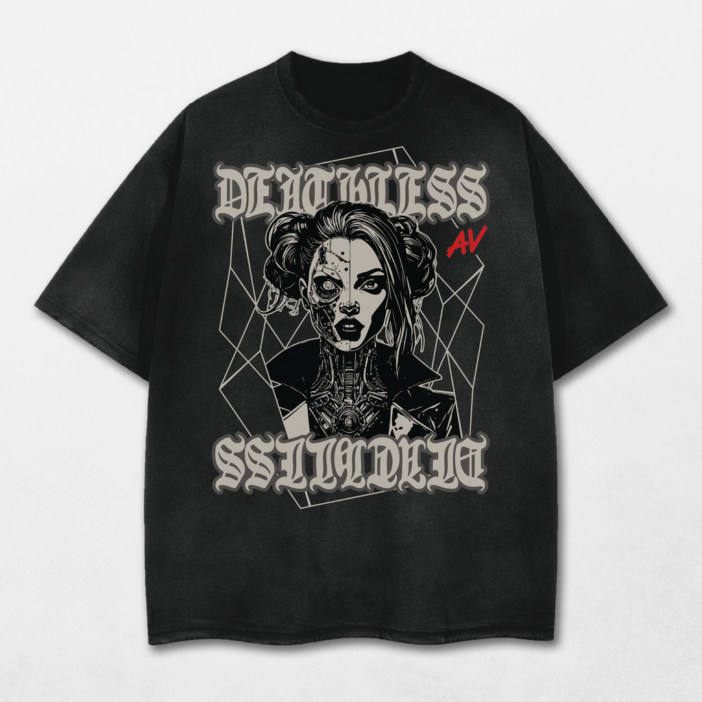 Deathless Acid Washed Distressed T-Shirt