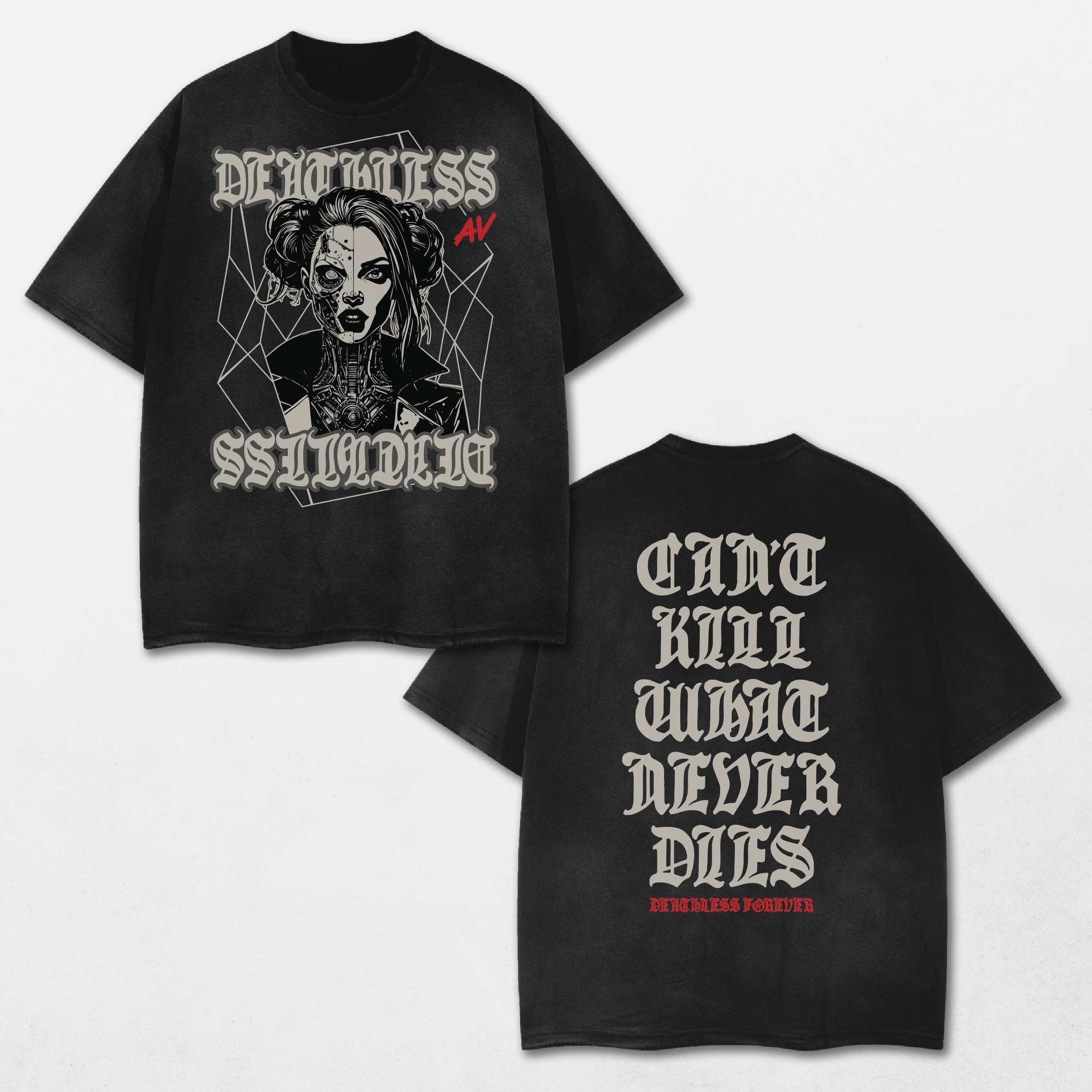 Deathless Acid Washed Distressed T-Shirt