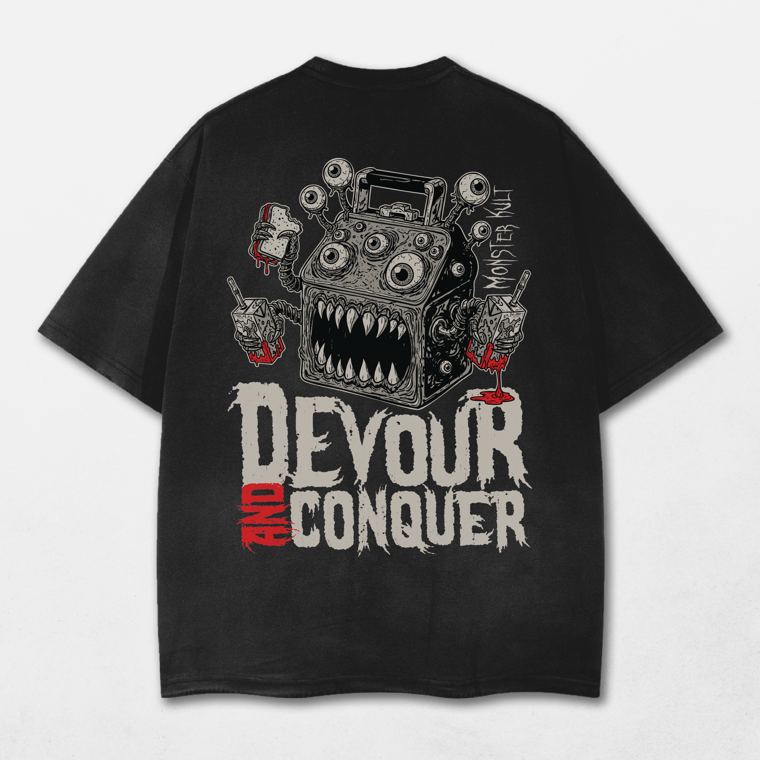 Devour and Conquer Acid Washed Distressed T-Shirt