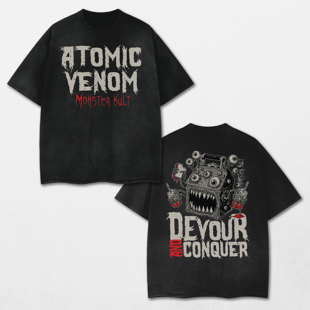 Devour and Conquer Acid Washed Distressed T-Shirt