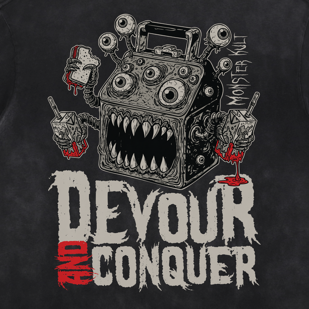 Devour and Conquer Acid Washed Distressed T-Shirt