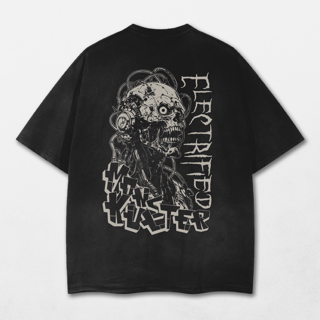 Electrified Acid Washed Distressed T-Shirt