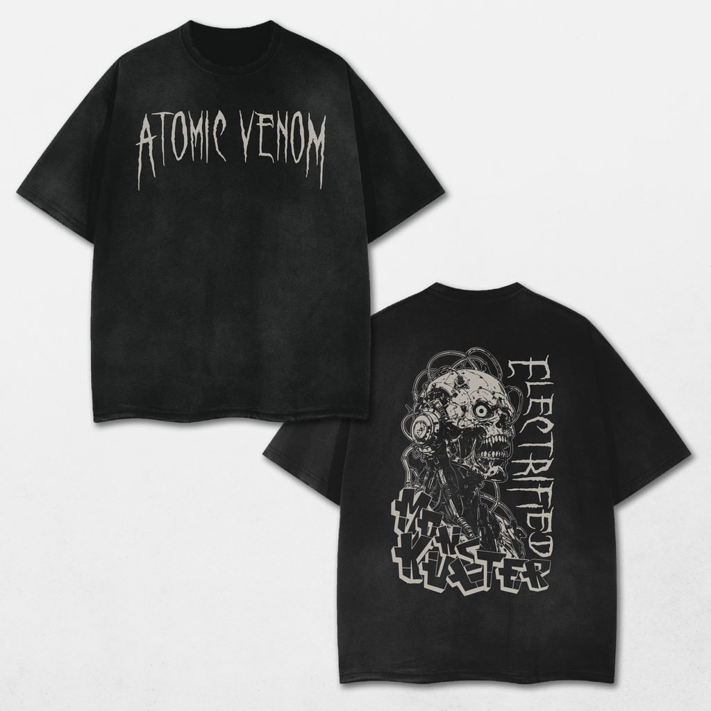 Electrified Acid Washed Distressed T-Shirt