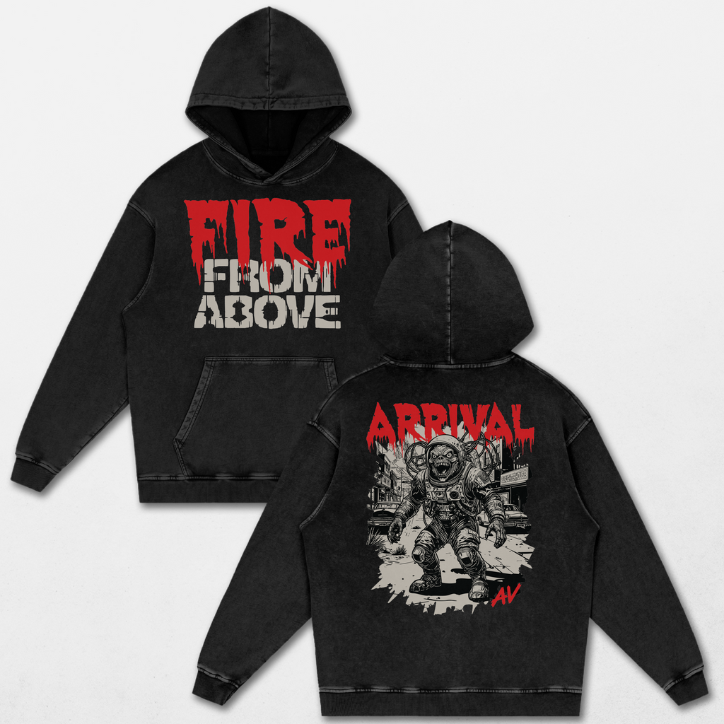 Fire From Above Acid Washed Hoodie