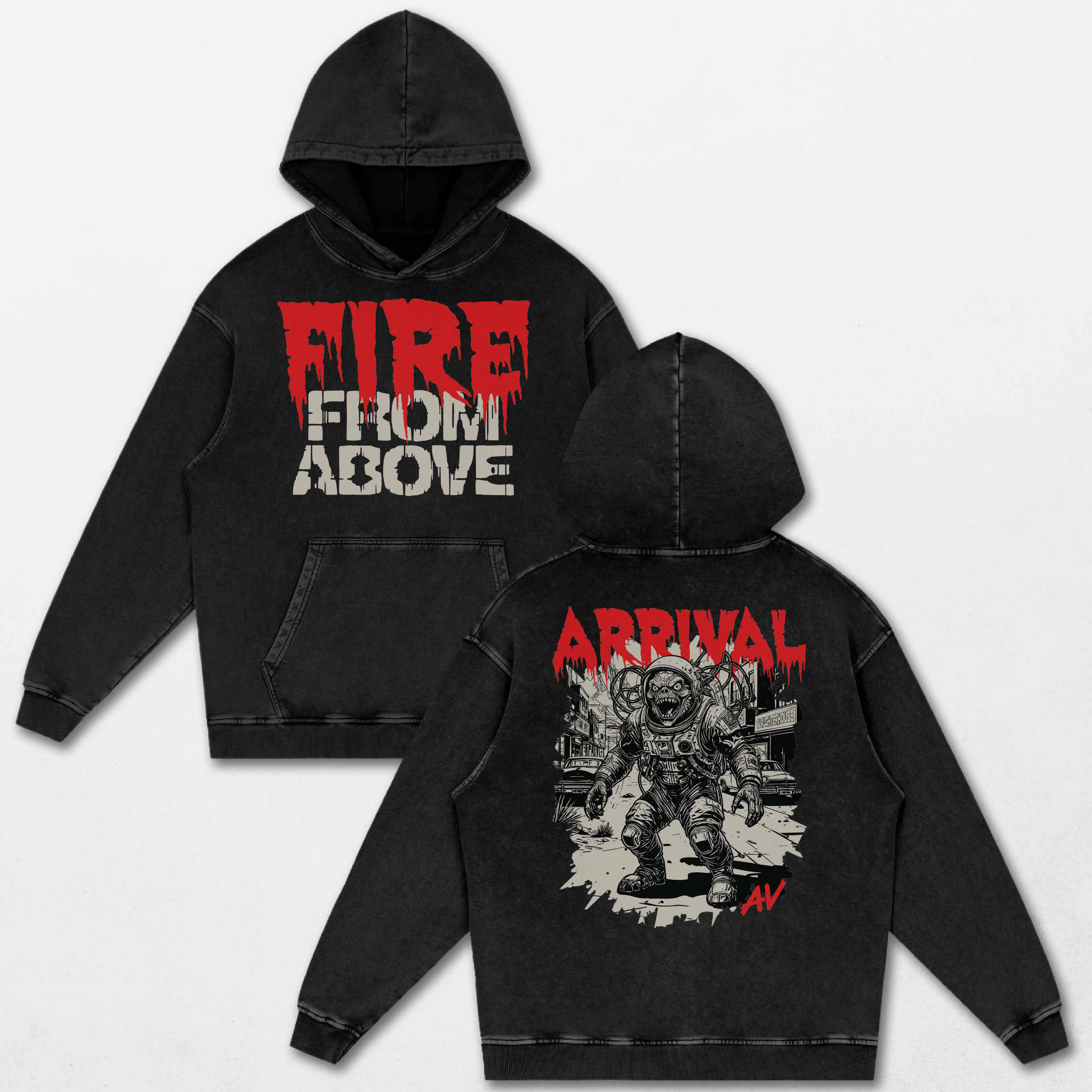 Fire From Above Acid Washed Hoodie