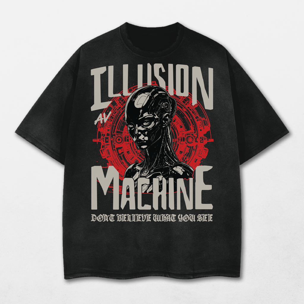 Illusion Machine Acid Washed Distressed T-Shirt