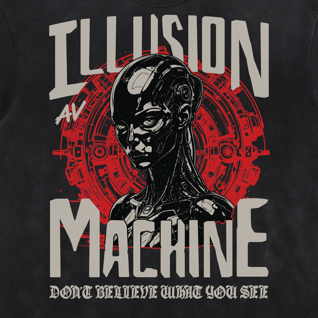 Illusion Machine Acid Washed Distressed T-Shirt