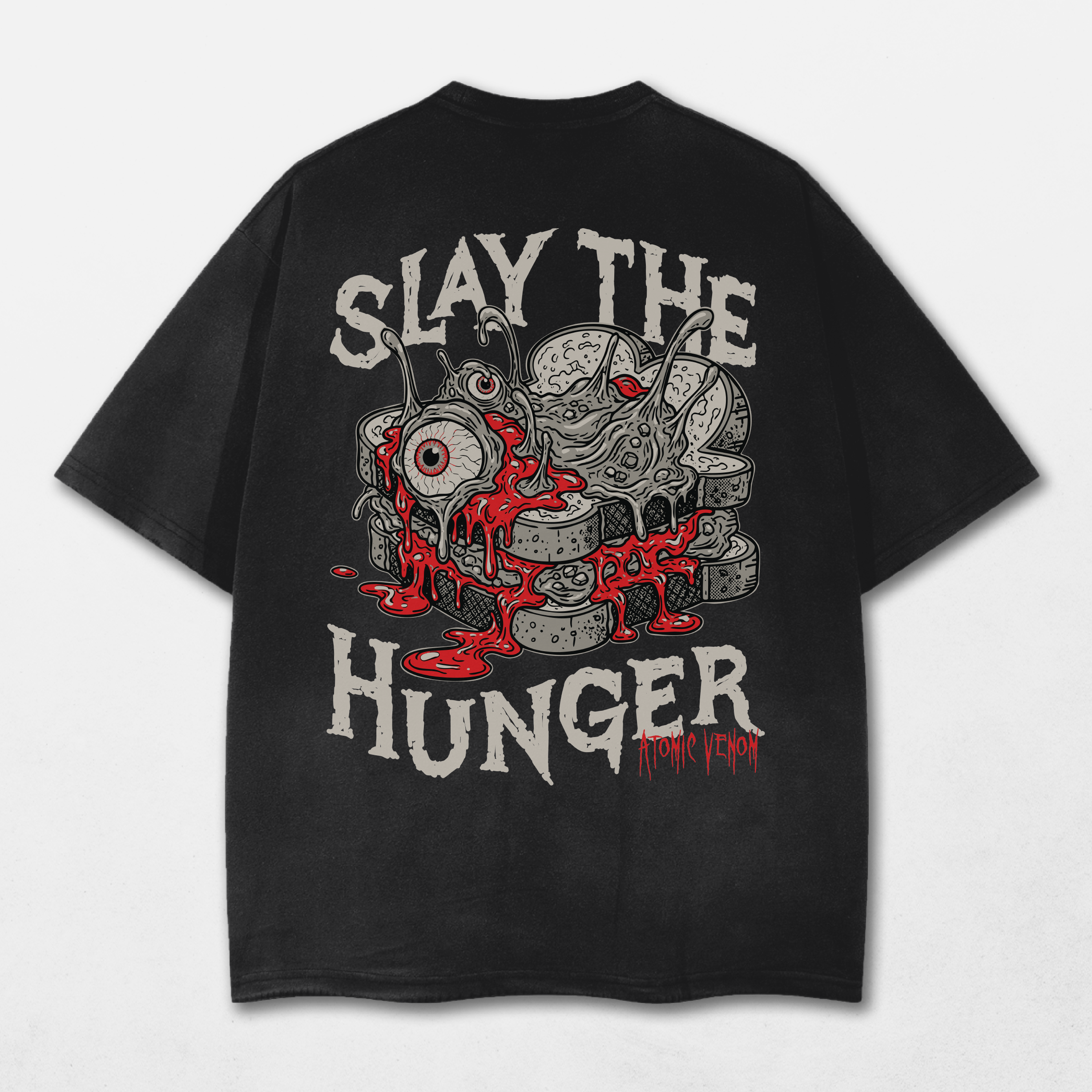 Slay The Hunger Acid Washed Distressed T-Shirt