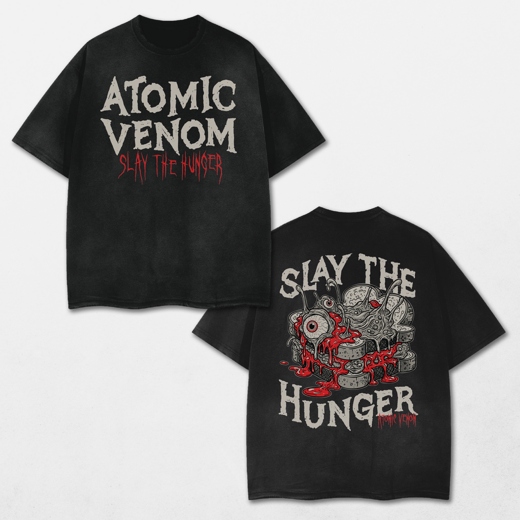Slay The Hunger Acid Washed Distressed T-Shirt