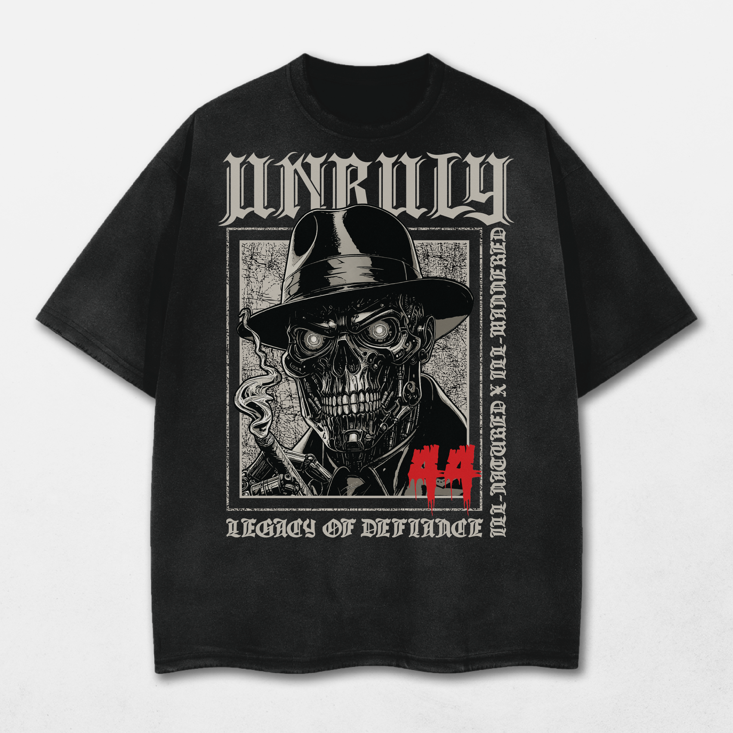 Unruly Acid Washed Distressed T-Shirt