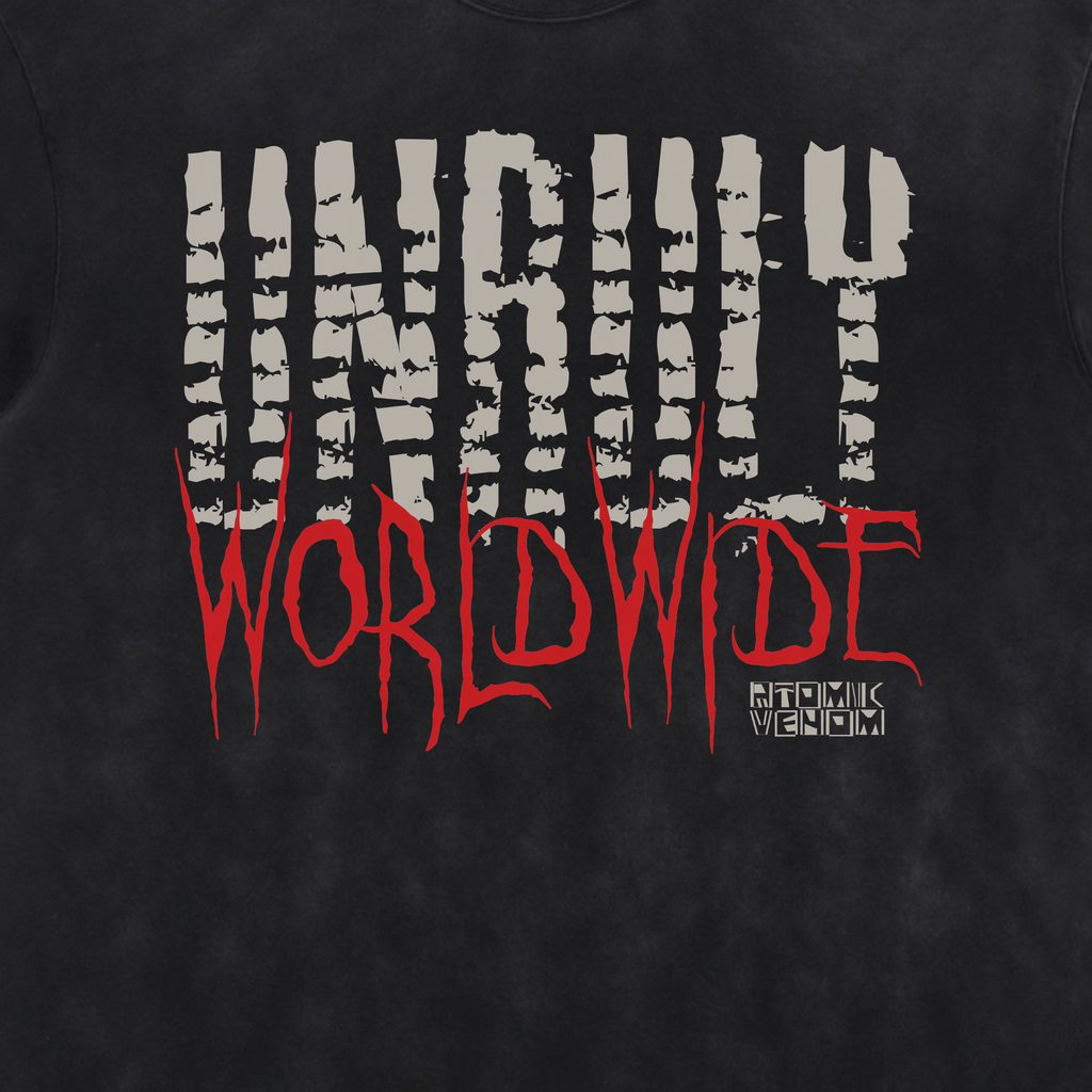Unruly Worldwide Acid Washed Distressed T-Shirt